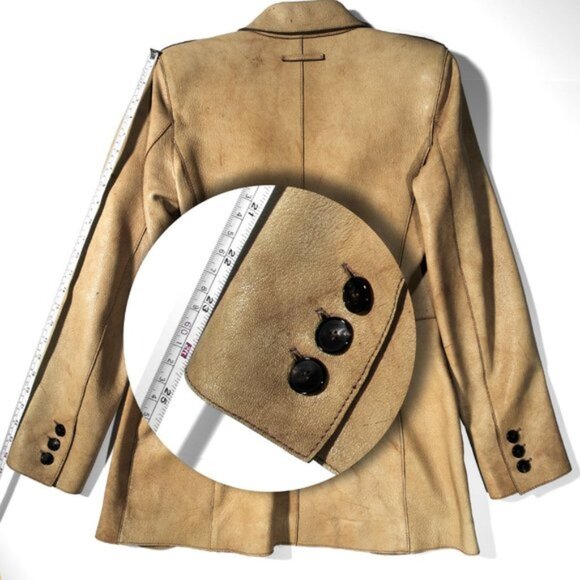 Jean Paul Gaultier Distressed Leather Blazer Jacket US sz 6 - Picture 10 of 15